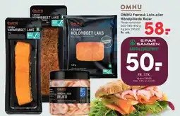 SPAR OMHU Færøsk laks eller Håndpillede Rejer tilbud