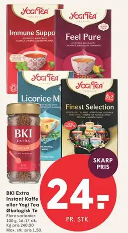 SPAR BKI Extra Instant Kaffe eller Yogi Tea Økologisk Te tilbud
