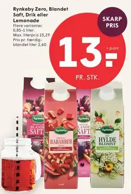 SPAR Rynkeby Zero, Blandet Saft, Drik eller Lemonade tilbud