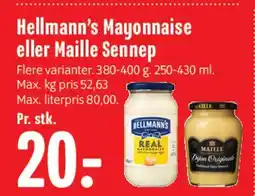 Min Købmand Hellmann's Mayonnaise eller Maille Sennep tilbud