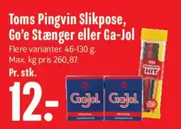 Min Købmand Toms Pingvin Slikpose, Go'e Stænger eller Ga-Jol tilbud