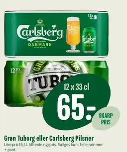 Min Købmand Grøn Tuborg eller Carlsberg Pilsner tilbud