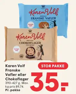 SPAR Karen Volf Franske vafler eller Chokoflager tilbud