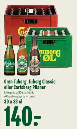 Min Købmand Grøn Tuborg, Tuborg Classic eller Carlsberg Pilsner tilbud