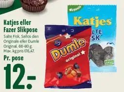 Min Købmand Katies eller Fazer Slikpose tilbud