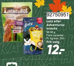 Bilka Latz eller Adventuros snacks tilbud