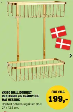 XL-BYG Vasso Dobbelt Rektangulær Trådhylde Mat Messing tilbud