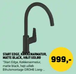XL-BYG GROHE Start Edge Køkkenarmatur matte black højt udløb tilbud