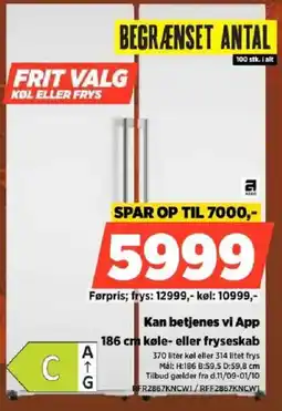 Power Asko 186 cm køle- eller fryseskab tilbud
