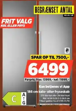 Power Akkc 186 cm køle- eller fryseskab tilbud