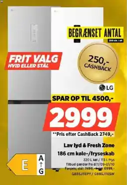 Power LG 186 cm køle-/fryseskab tilbud