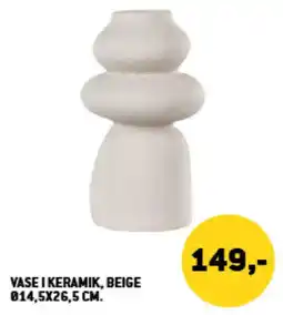 XL-BYG Vase i keramik, beige tilbud