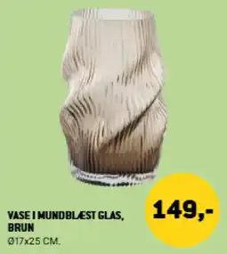 XL-BYG Vase i mundblæst glas, brun tilbud