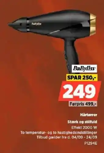 Power BaByliss Hårtørrer tilbud