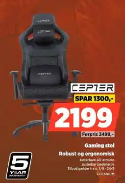 Power Cepter Gaming stol tilbud