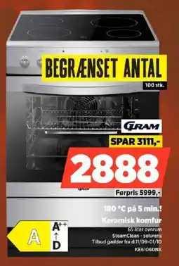 Power Gram keramisk komfur tilbud