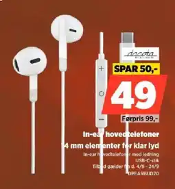 Power dacota in-ear hovedtelefoner tilbud