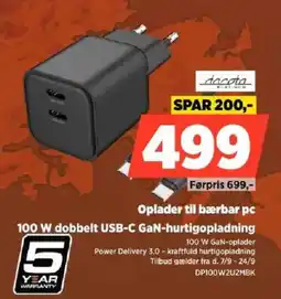 Power dacata platinum 100 W dobbelt usb-c gan-hurtigoplading tilbud