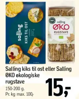Føtex Salling kiks til ost / Salling ØKO rugstave tilbud
