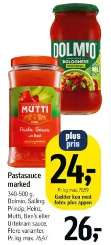 Føtex Pastasauce marked tilbud