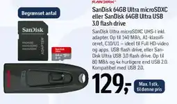 Føtex SanDisk 64GB Ultra microSDXC eller SanDisk 64GB Ultra USB 3.0 flash drive tilbud