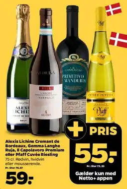 Netto Alexis Lichine / Gemma Langhe / Il Capolavoro / Pfaff wines tilbud