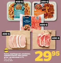 Netto Gyros, paprikagryde, koteletter og hakket gris- & kalvekød tilbud