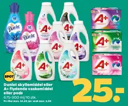 Netto Dunlet skyllemiddel eller A+ flydende vaskemiddel / pods tilbud