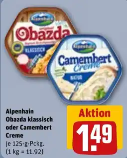 REWE DE Alpenhain Obazda klassisch oder Camembert Creme tilbud