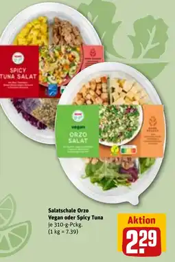 REWE DE Salatschale Orzo Vegan oder Spicy Tuna tilbud