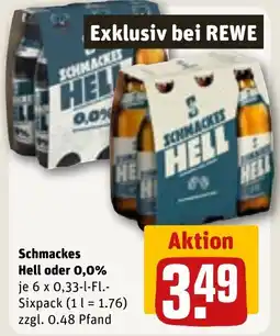 REWE DE Schmackes Hell oder 0,0% tilbud