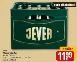 REWE DE Jever Pilsener oder Fun tilbud