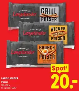Lidl LANGELÆNDER Pølser tilbud