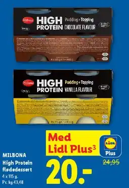 Lidl MILBONA High Protein pudding + topping tilbud