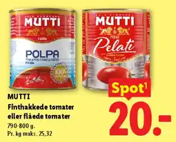 Lidl MUTTI finthakkede tomater eller flåede tomater tilbud