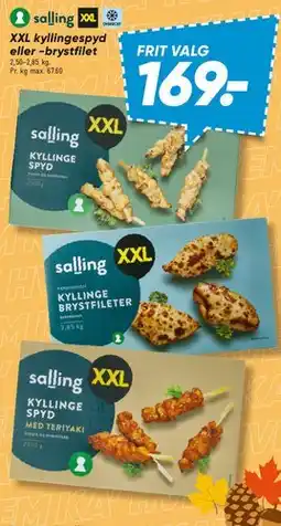 Bilka Salling XXL kyllinge-spyd eller brystfilet tilbud