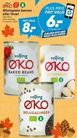 Bilka Økologiske bønner eller linser tilbud