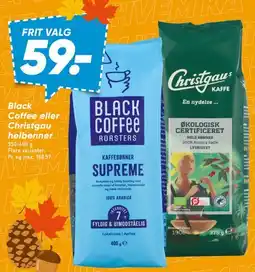Bilka Black Coffee eller Christgau helebønner tilbud