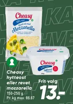 Bilka Cheasy hytteost eller revet mozzarella tilbud