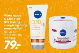 Bilka Nivea Repair & Care eller Q10 firming body serum-lotion tilbud