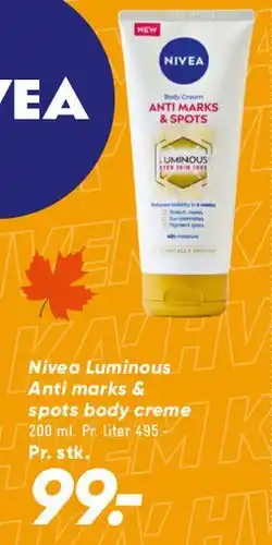 Bilka Nivea Luminous Anti Marks & Spots body creme tilbud