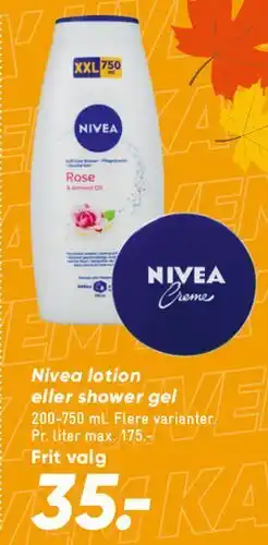 Bilka Nivea lotion eller shower gel tilbud