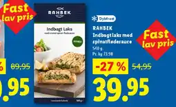 Lidl Indbagt laks med spinatflødesauce tilbud