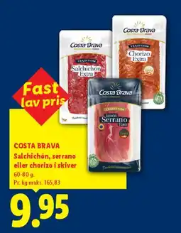 Lidl COSTA BRAVA - Salchichon, Serrano eller Chorizo i skiver tilbud