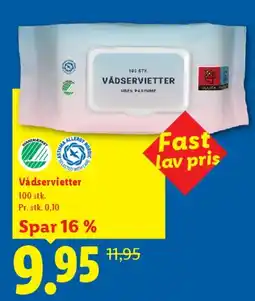 Lidl Vådservietter 100 stk tilbud