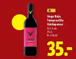 Lidl Vega Roja Tempranillo Valdepeñas tilbud