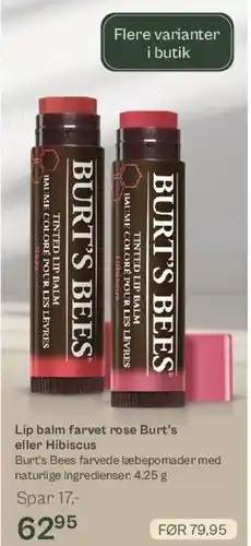 Helsam Burt's Bees - farvet læbepomade tilbud