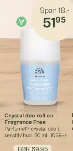 Helsam Crystal deo roll on Fragrance Free tilbud