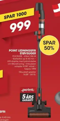 Punkt1 Point ledningsfri støvsuger tilbud