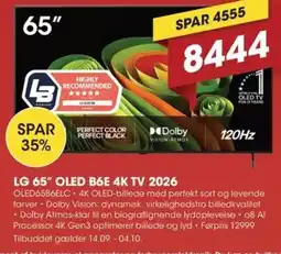 Punkt1 LG 65" OLED B6E 4K TV 2026 tilbud